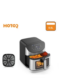 اشتري Best Smart Air Fryer 8L, Stainless Steel Non Stick Air Fryers with Clear Window and Internal Light, Hot Air Circulation Frying Grilling Fryer for Roast/Bake/ Dehydrate with Removable Basket Electronic Touch Screen في السعودية