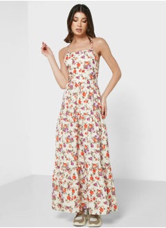 Buy Cutout Back Detail Printed Dress in UAE