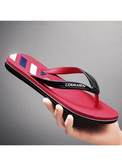 Buy Men's Casual Antiskid Slippers Summer Fashion Flip-flops Red in Saudi Arabia