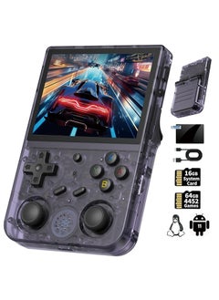 اشتري RG353V Retro Handheld Game Console 3.5" IPS Screen Android 11 and Linux System 64G TF Card 4420+ Classic Games RK3566 64bit Game Player Compatible with Bluetooth 4.2 and 5G WiFi（Purple Transparent） في الامارات