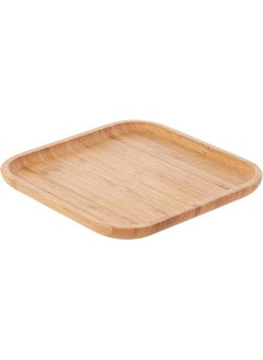 اشتري Natural Bamboo Serving Platter Serving Rectangle Tray Breakfast Dinner Food Trays Solid Bamboo Tea Serving Tray for Coaster | Tea | Coffee | Cake | Fruit | 20 * 20cm في الامارات