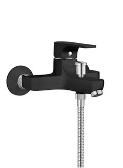 Buy Wall Mounted Single Lever Bath Shower Mixer With Hand Shower Set Black 2460B in Saudi Arabia