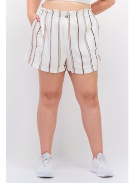 اشتري Women Plus Size Stripe Shorts, Off White Combo في الامارات