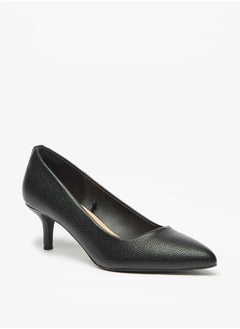 اشتري Women Textured Slip-On Pumps with Kitten Heels في الامارات