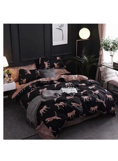 اشتري 6Pcs Bedding Set Solid Color Luxury Bedding Duvet Cover Set King Size Bed Set King Size Set black في الامارات