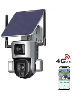 Buy 4K Solar Security Cameras Wireless Outdoor with Wireless 2.4G Wi-Fi 360° View, Solar Security Camera with AI Motion Detection, Infrared Night Vision,10x Optical Zoom, PTZ Control, 2-Way Talk, IP66 in UAE
