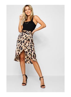 Buy Petite Leopard Print Satin Wrap Midi Skirt in Saudi Arabia