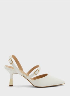 Buy Buckle Detail Croc Effect Pointed Pump in Saudi Arabia