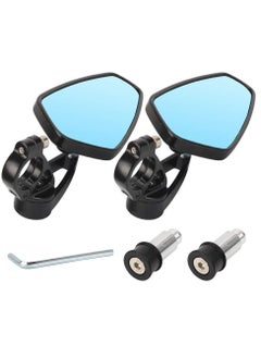 Buy Motorcycle Modified Rear View Mirrors universal 22mm reversing Handlebar End MirrorCNC Rearview Mirror Motorcycle Oval Aluminum Rearview Mirrors (Blue Mirror) in UAE