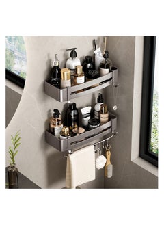 Buy Bathroom shower rack, Double bathroom storage rack (black) in UAE