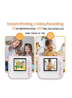 Buy Children's Instant Camera, Mini Thermal Print Camera, 1080P HD Digital Camera, 2.0-Inch HD Screen, 3 Hours Of Battery Life, 4 Built-in Games, MP3, 32G Card, Suitable for 3-12Year-Old Boys/Girls in Saudi Arabia