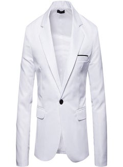 Buy Men's British Fashion Solid Casual Suit White in UAE