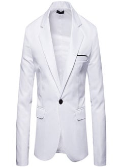 Buy Men's British Fashion Solid Casual Suit White in UAE