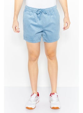 Buy Men Ribbed Basic Short, Pastel Blue in UAE