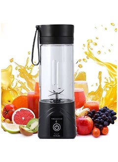 Buy 6 Blade Usb Portable Electric Blender, Black, 380ml, Bottle Hand Shaker, Rechargeable, Sports, Protein Shakes, Smoothies, Strong Blades in UAE