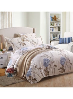 Buy 4-Piece Design Bedding Set Cotton Duvet Cover Set Multicolour Queen in Saudi Arabia