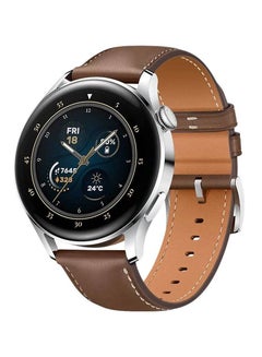 Buy Replacement Genuine Leather Strap For Huawei Watch GT3 Pro Brown in UAE
