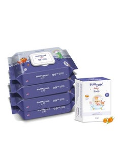 Buy Baby Gentle 99% Pure Water Wet Wipes With Lid288 Pcs.(Pack Of 4) & Baby Soap 50 Gram (Pack Of 1) Combo in UAE