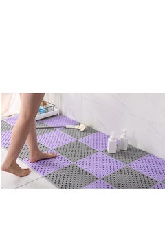 Buy 12PCS Bath Mat Non Slip Shower Mat Bathroom Mats Bathroom Rugs Interlocking Soft Floor Mats DIY Floor Mat with Drain Holes for Home Kitchen Bathroom Shower Pool Balcony ( 6pcs Purple+6pcs Grey) in Saudi Arabia