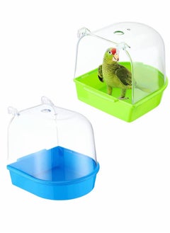 Buy Parakeet Bird Bath for Cage, Set of 2 Hanging Bird Bath Boxes - Parrot Bathing Tub, Birdcage Accessory for Parakeets and Small Birds in UAE