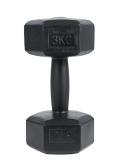 Buy Top Grade PVC Hex Shape Dumbbell Filled with Sand and Cement Fixed Weight Dumbbell Single 3 KG in UAE