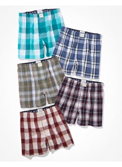 Buy AEO Plaid Stretch Boxer Short 5-Pack in UAE