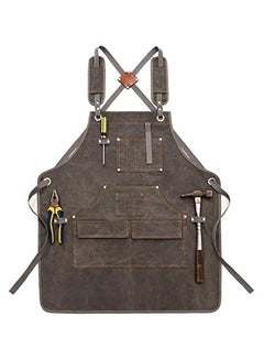 Buy Canvas Apron, Kitchen Chef Apron with Pockets, Heavy Duty  Apron Work Apron for Woodworking Painting Crafting Cooking Bartenders(Grey) in Saudi Arabia