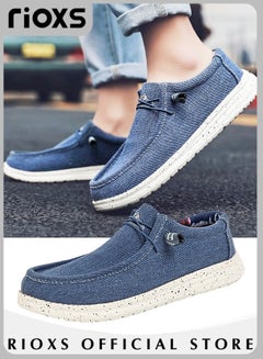 Buy Men's Trendy Canvas Loafers Slip-on Casual Shoes Lace Up Comfortable Lightweight Flats in UAE