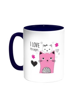 اشتري I Love My Mom Printed Coffee Mug Blue/White 11ounce في الامارات