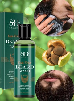 اشتري 100ml Tea Tree Beard Wash Natural Tea Tree Oil for Beard Wash Gently Deep Cleaning and Refresh Beard and Face Wash for Men Lightweight Cleanser Beard Wash for Daily Beard Care Regimen في الامارات