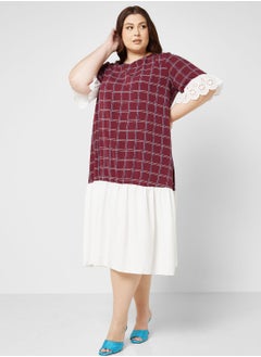 Buy Colourblock Check Detail Dress in Saudi Arabia