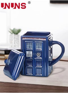 اشتري أكواب القهوة، كوب قهوة من السيراميك من Doctor Who Tardis Police Box، كوب قهوة من السيراميك على شكل مربع مع غطاء، كوب Tardis سعة 500 مل لحليب الشاي أو المشروبات الأخرى، هدية إبداعية للأطفال والآباء والأمهات في السعودية