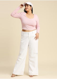 Buy Plus Wide Leg Light Distress Jeans in Saudi Arabia