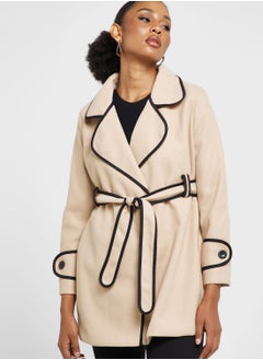 Buy Longline Coat With Contrast Trims in UAE