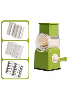 Buy Multifunctional Hand-cranked Kitchen Vegetable  Slicer and Grater Household Drum Vegetable Cutter with 2*Slices ,2*Shredded Slices ,2*Grinding Slices - Green in Saudi Arabia