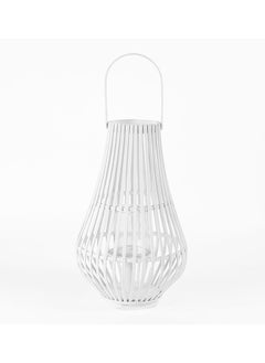 Buy Bamboo Round Lantern, White - 28x48 cm in UAE