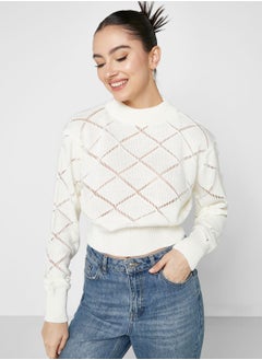 Buy Cable Patterned Cropped Sweater in UAE