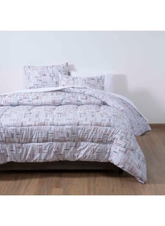 Buy Brush Grid 3-piece Microfiber Comforter Set 160x220cm - Mauve in UAE