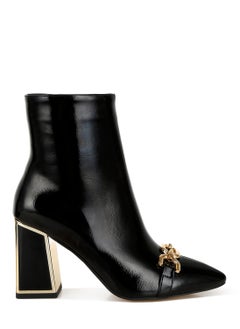 Buy Metallic Chain Detail Boots in Black in UAE