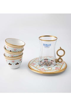 Buy Saudi Tea And Coffee Set 18 Pieces Turkish Glass in Saudi Arabia