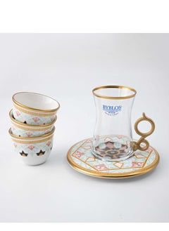 Buy Saudi Tea And Coffee Set 18 Pieces Turkish Glass in Saudi Arabia