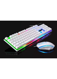 اشتري Chasing Leopard G21 Wired usb Luminous Keyboard Mouse Set Computer Mechanical Feel Backlit Keyboard Mouse One Piece Kit White في السعودية