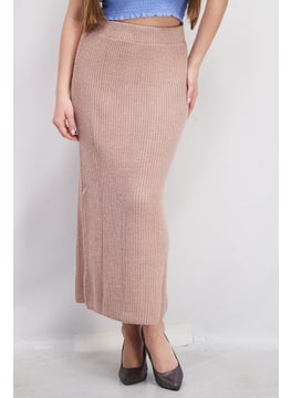 Buy Women Knitted Pull-On Midi Skirt, Light Pink in UAE