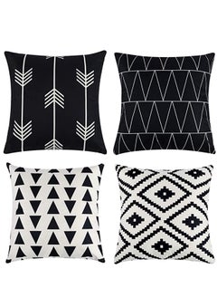 اشتري Set of 4 Pillowcases Decorative Geometric Square 18 x 18 Inches Throw Pillow Covers - Modern Pattern Linen Pillow Cushion Case for Sofa Couch Bed Home Car Office Decor في الامارات