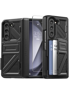 Buy Terra Guard Ultimate Go Samsung Galaxy Z Fold 5 Case Cover (2023) with Hinge Protection [2 Card Holder Compartment] & Front Screen Protector - Matte Black in UAE