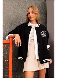 Buy Girl Knitted Oversize Fit Bomber Long Sleeve Cardigan in Egypt