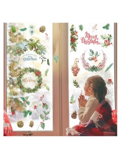 Buy 4 Pcs Merry Christmas Wall Decal Christmas Wreath Wall Sticker Christmas Window Decal Sticker Xmas Peace Removable Wall Decor for Bedroom Living Room Home Office Decor in UAE