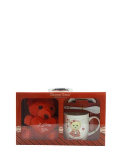 اشتري Teddy Bear Mug & Spoon Gift Box for Red في الامارات