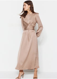 اشتري Stone Cross Tie Detailed Satin Evening Dress TCTAW22EB0105 في مصر