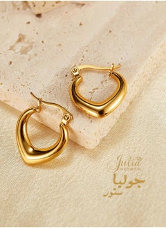 Buy Heart Design Hoop Chunky Gold Hoop Earrings 14k Gold Plated Stainless Steel Oval Lightweight Gold Thick Hoop Earrings Hypoallergenic Gold Earrings Jewelry for Girls Women By Julia Store in Egypt